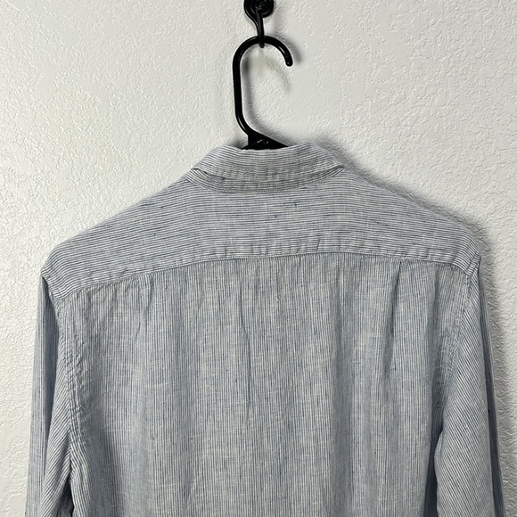 J. Crew Linen Button Down Shirt Mens Sz M Long Sleeve Striped Slim Fit Preppy - Picture 8 of 8